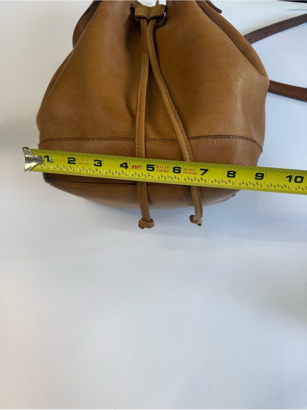 Madewell Tan Brown Leather Bucket Drawstring Bag Brown Purse Crossbody Shoulder - Picture 16 of 16